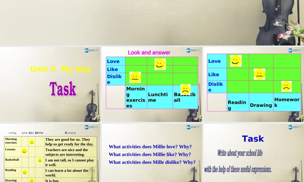 江苏省大丰市万盈第二中学七年级英语上册 Unit 4 My day Task课件 .ppt
