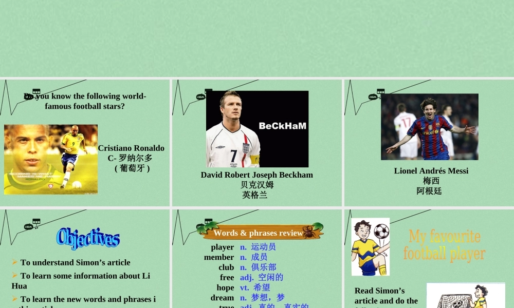 江苏省丹徒区世业实验学校七年级英语上册 Unit 2 Let's play sports reading课件 .ppt