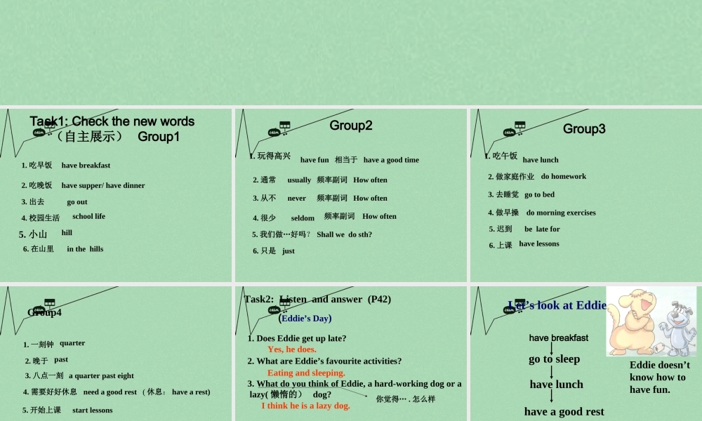 江苏省丹徒区世业实验学校七年级英语上册 Unit 4 My day Comic strips & Welcome to the Unit课件 .ppt