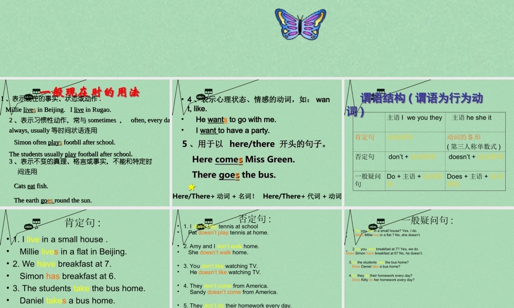 江苏省丹徒区世业实验学校七年级英语上册 一般现在时课件 .ppt