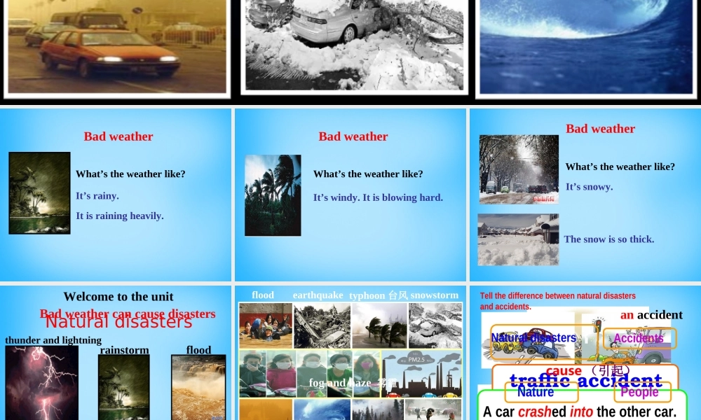 江苏省丹阳市后巷实验中学八年级英语上册《Unit 8 Natural disasters Comic strip and Welcome to the Unit》课件2.ppt