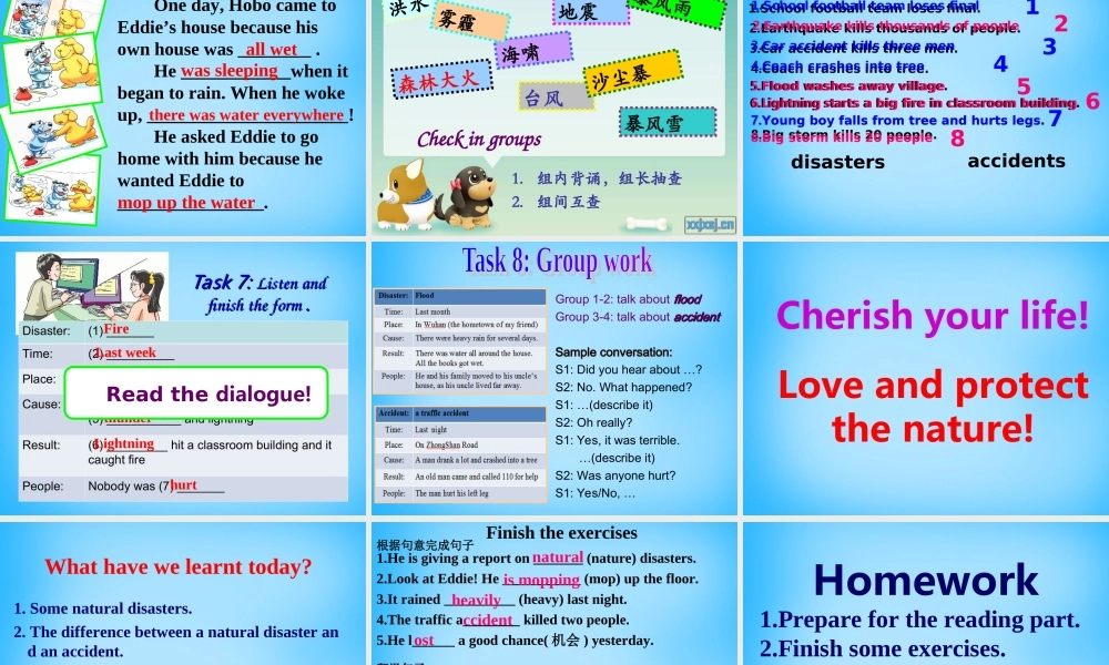 江苏省丹阳市后巷实验中学八年级英语上册《Unit 8 Natural disasters Comic strip and Welcome to the Unit》课件2.ppt