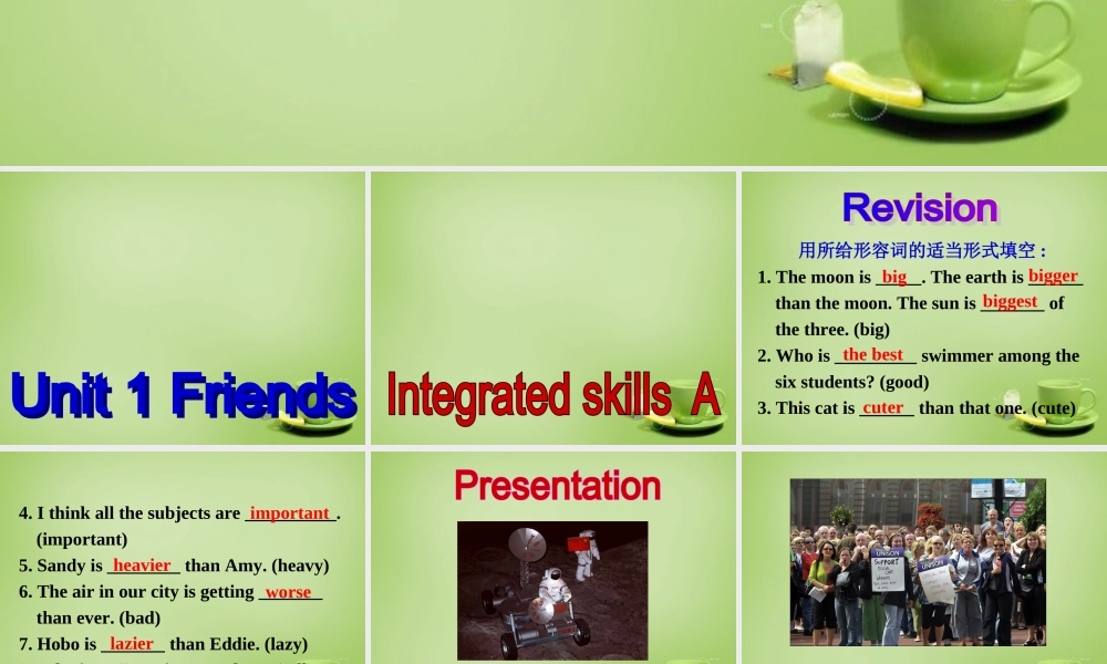 江苏省东海县横沟中学八年级英语上册 Unit 1 Friend Integrated skills A课件.ppt