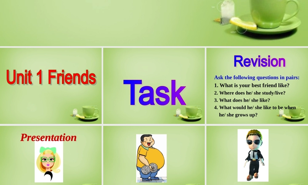 江苏省东海县横沟中学八年级英语上册 Unit 1 Friends Task课件.ppt