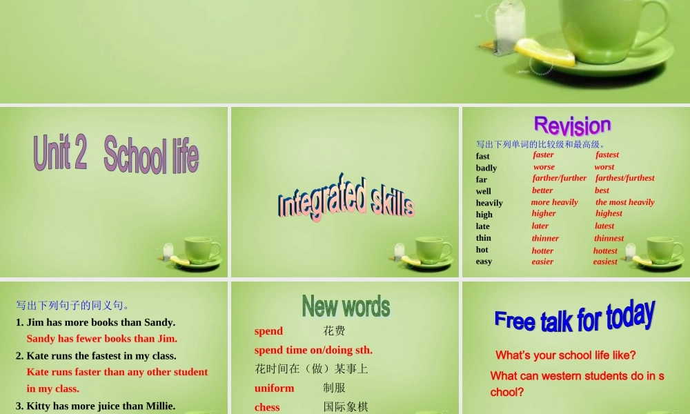 江苏省东海县横沟中学八年级英语上册 Unit 2 School life Integrated skills课件.ppt