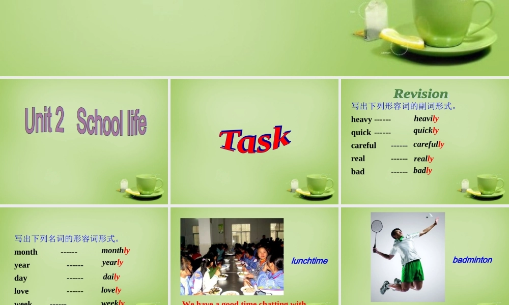 江苏省东海县横沟中学八年级英语上册 Unit 2 School life Task课件.ppt