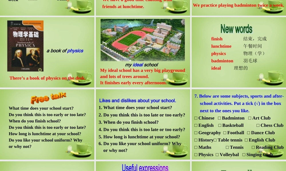 江苏省东海县横沟中学八年级英语上册 Unit 2 School life Task课件.ppt