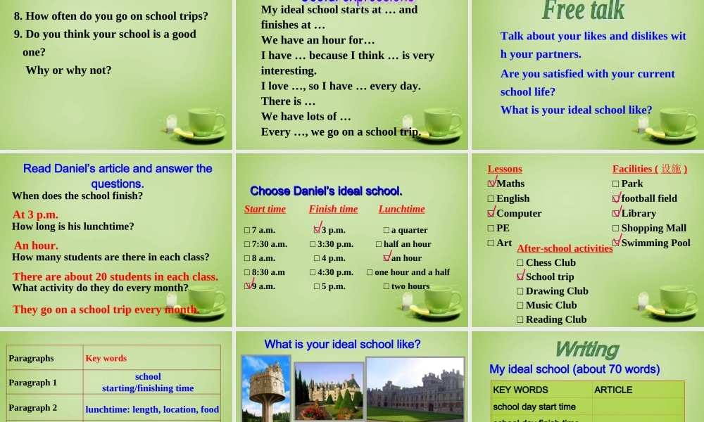 江苏省东海县横沟中学八年级英语上册 Unit 2 School life Task课件.ppt