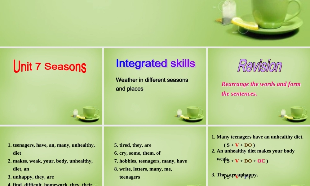 江苏省东海县横沟中学八年级英语上册 Unit 7 Seasons Integrated skills课件2.ppt