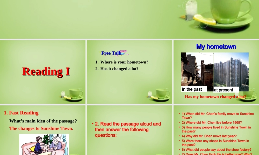 江苏省东海县横沟中学八年级英语下册 Unit 1 Past and Present Reading 1课件 .ppt