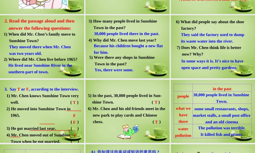 江苏省东海县横沟中学八年级英语下册 Unit 1 Past and Present Reading 1课件 .ppt