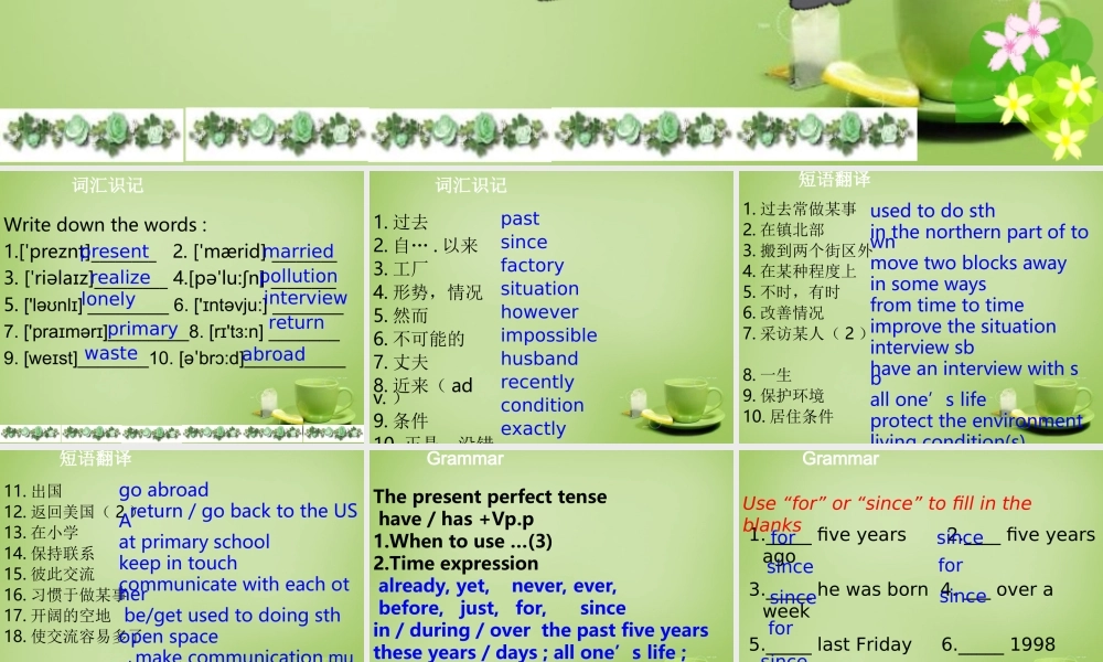 江苏省东海县横沟中学八年级英语下册 Unit 1 Past and Present复习课件2 .ppt