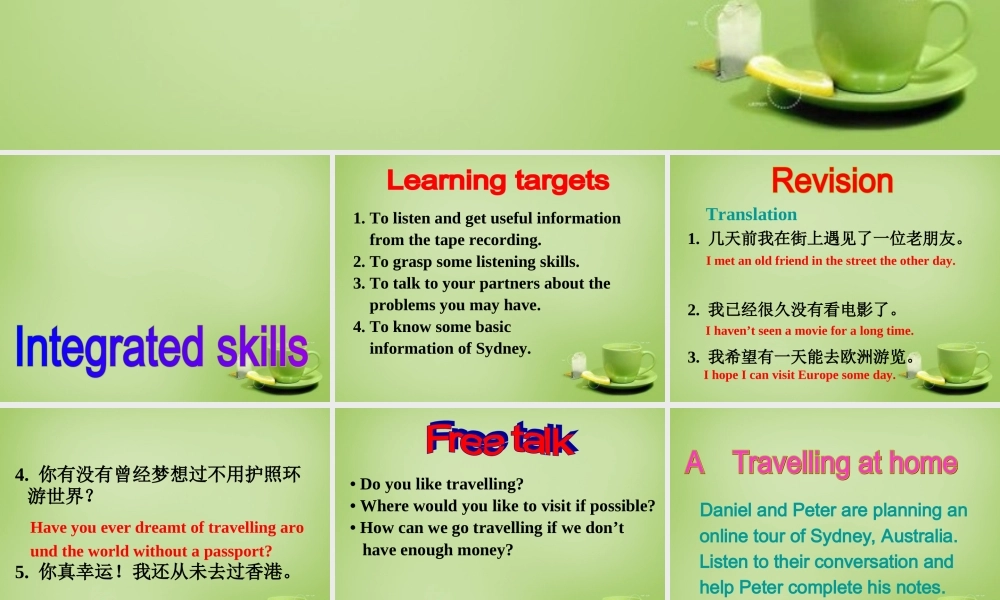 江苏省东海县横沟中学八年级英语下册 Unit 3 Online tours Integrated skills课件 .ppt