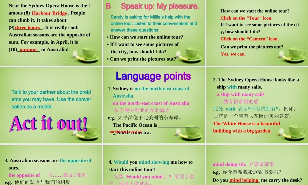 江苏省东海县横沟中学八年级英语下册 Unit 3 Online tours Integrated skills课件 .ppt