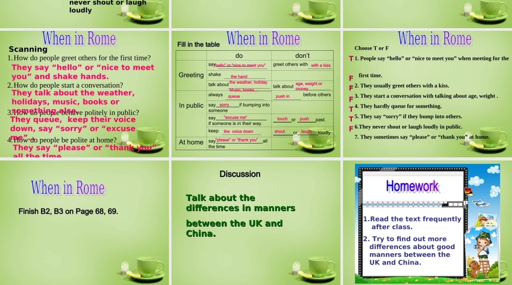 江苏省东海县横沟中学八年级英语下册 Unit 5 Good manners Reading 1课件 .ppt