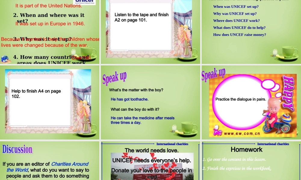 江苏省东海县横沟中学八年级英语下册 Unit 7 International Charities Integrated skills课件 .ppt