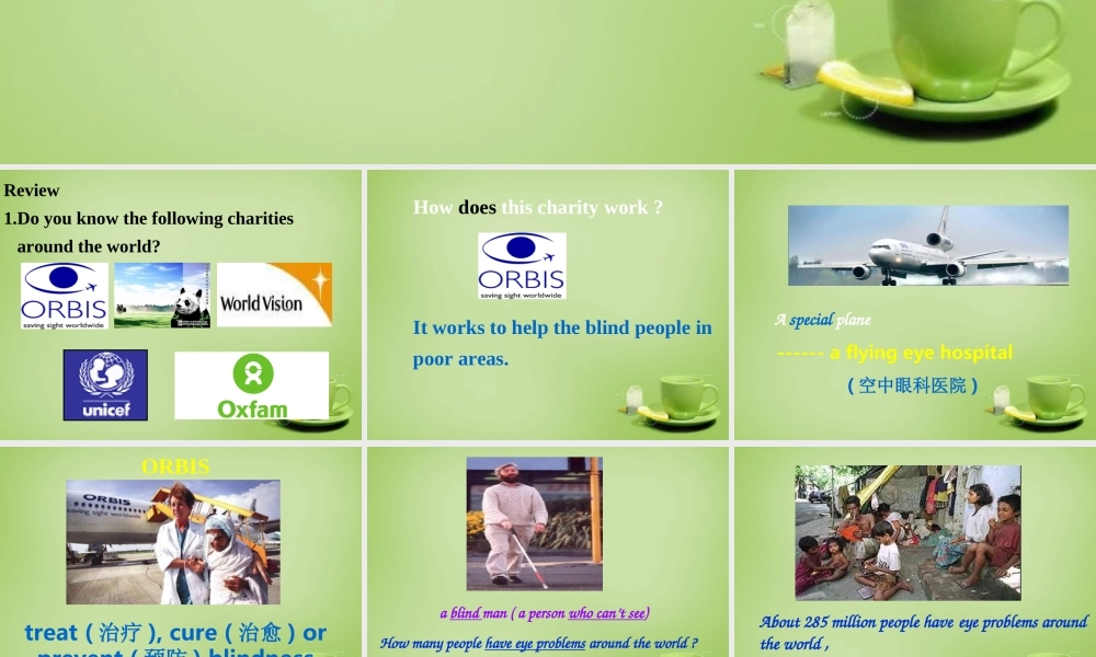 江苏省东海县横沟中学八年级英语下册 Unit 7 International Charities Reading 1课件 .ppt