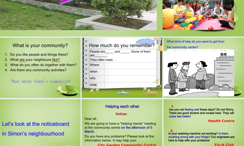 江苏省东海县横沟中学七年级英语下册 Unit 2 Neighbours task课件 .ppt