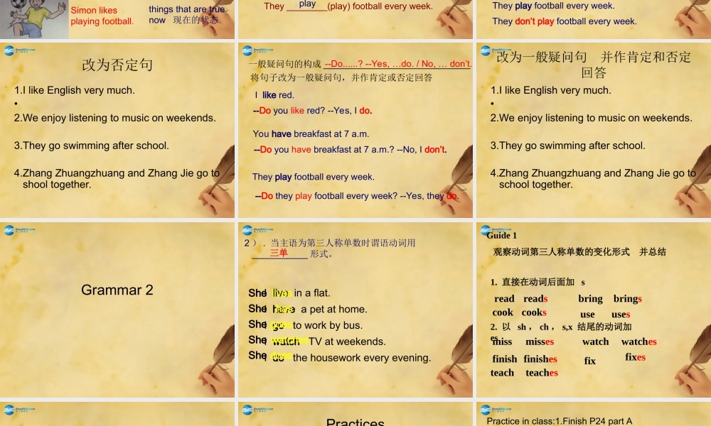 江苏省东海县晶都双语学校七年级英语上册 Unit 2 Let's play sports！Grammar（1）课件 .ppt