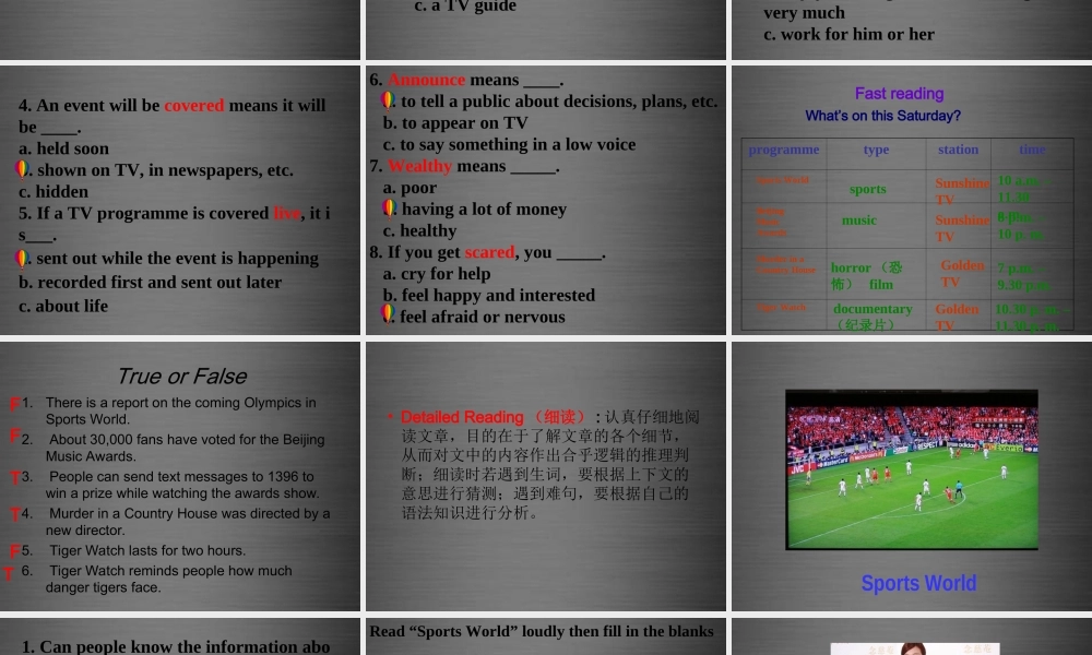 江苏省东台市南沈灶镇中学九年级英语上册 Unit 6 TV programmes Reading课件 .ppt