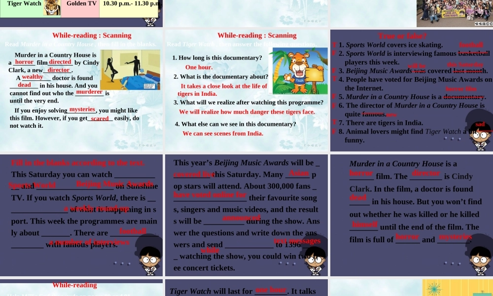 江苏省东台市南沈灶镇中学九年级英语上册 Unit 6 TV programmes课件 .ppt