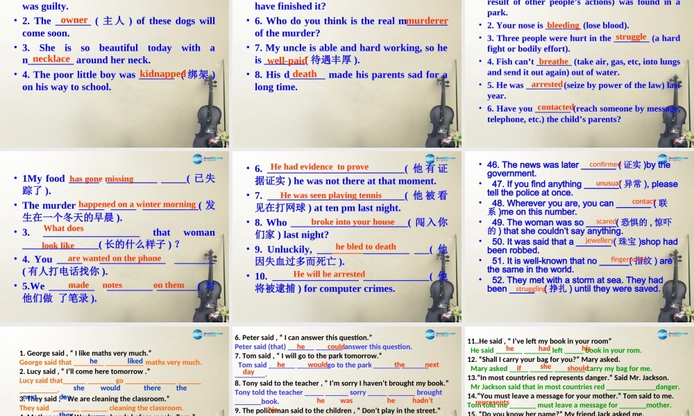 江苏省灌云县穆圩中学九年级英语上册 Unit 8 Detective stories课件 .ppt