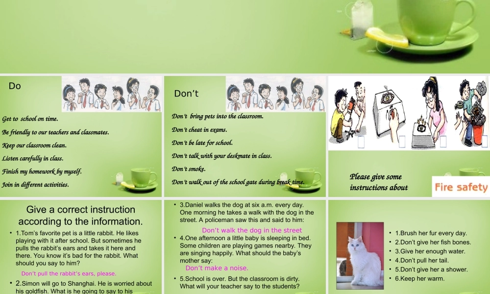 江苏省建湖县上冈实验初级中学七年级英语下册《Unit 8 Pets》课件4 .ppt