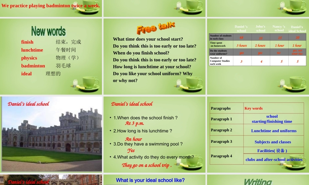 江苏省姜堰区叶甸初级中学八年级英语上册 Unit 2 School life Task课件.ppt