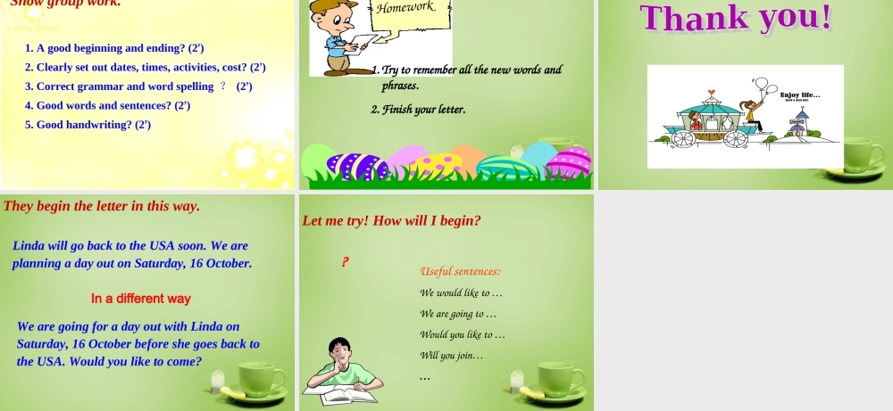 江苏省姜堰区叶甸初级中学八年级英语上册 Unit 3 A day out Task课件.ppt