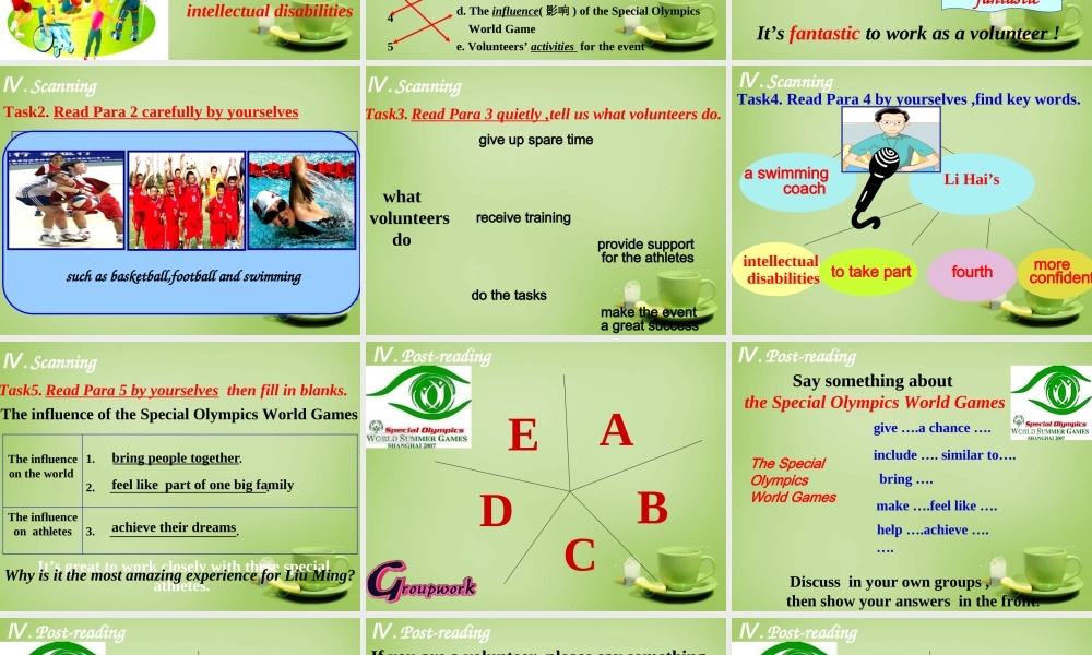 江苏省姜堰区叶甸初级中学八年级英语下册 Unit 6 Sunshine for all reading课件 .ppt
