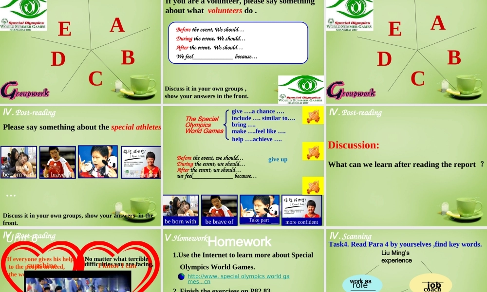 江苏省姜堰区叶甸初级中学八年级英语下册 Unit 6 Sunshine for all reading课件 .ppt