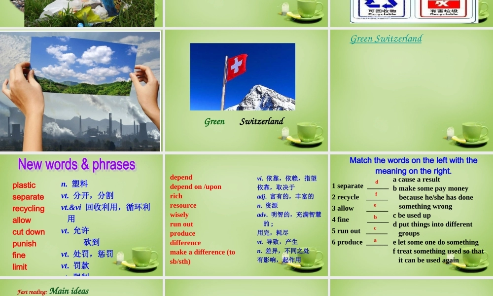 江苏省姜堰区叶甸初级中学八年级英语下册 Unit 8 A green world Reading 1课件 .ppt
