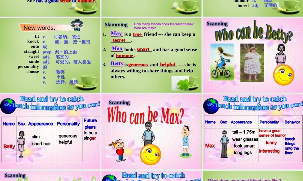 江苏省句容市后白中学八年级英语上册 Unit 1 Friends Reading 1课件.ppt