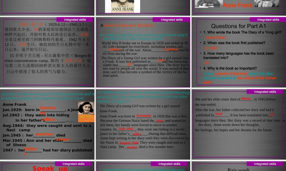 江苏省句容市后白中学九年级英语上册 Unit 4 Growing up Integrated skills课件 .ppt