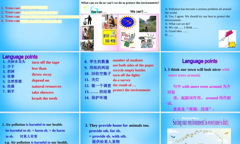 江苏省句容市天王中学八年级英语下册 Unit 8 A green world Integrated skills课件 .ppt