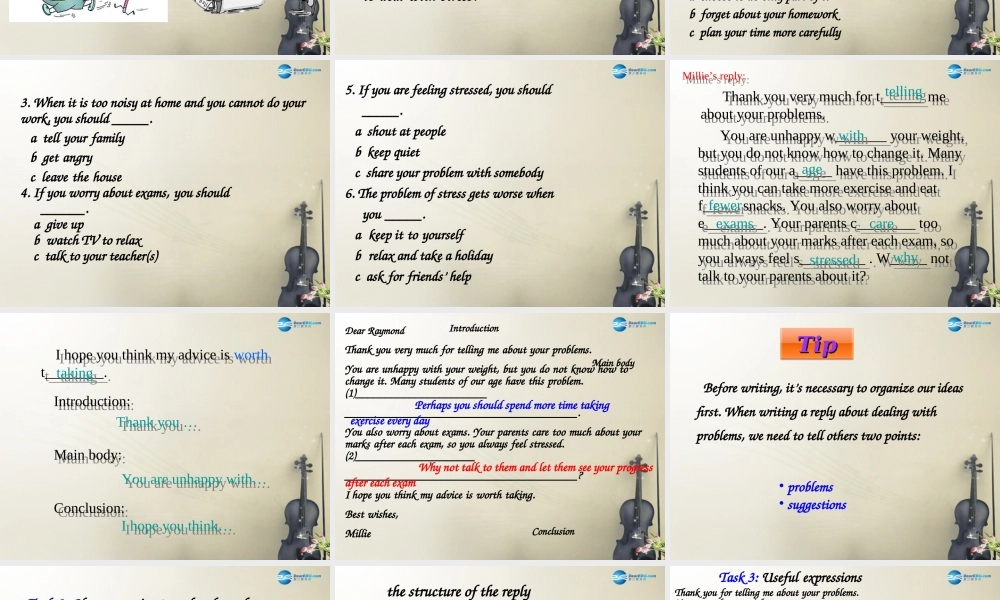 江苏省句容市天王中学九年级英语上册 Unit 3 Teenage problems Task课件 .ppt