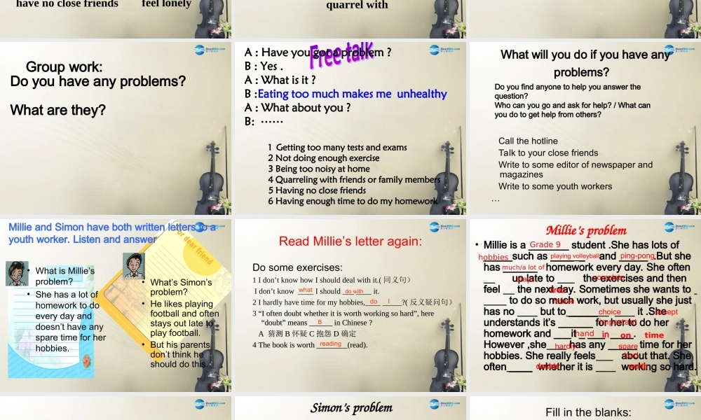 江苏省句容市天王中学九年级英语上册 Unit 3 Teenage problems ReadingI课件 .ppt