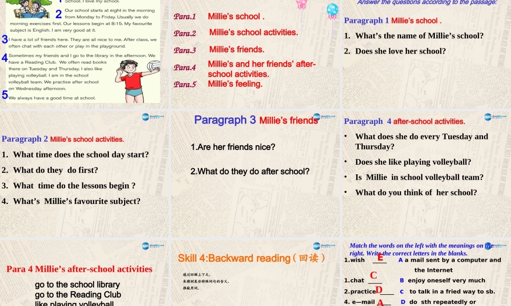 江苏省句容市天王中学七年级英语上册 Unit 4 My day Reading1课件 .ppt