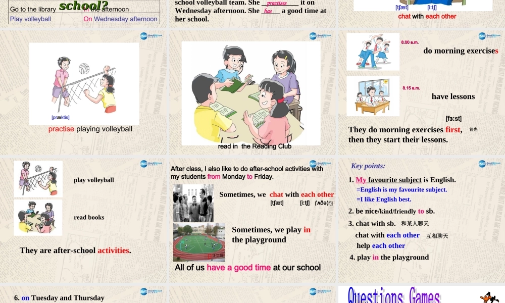 江苏省句容市天王中学七年级英语上册 Unit 4 My day Reading2课件 .ppt