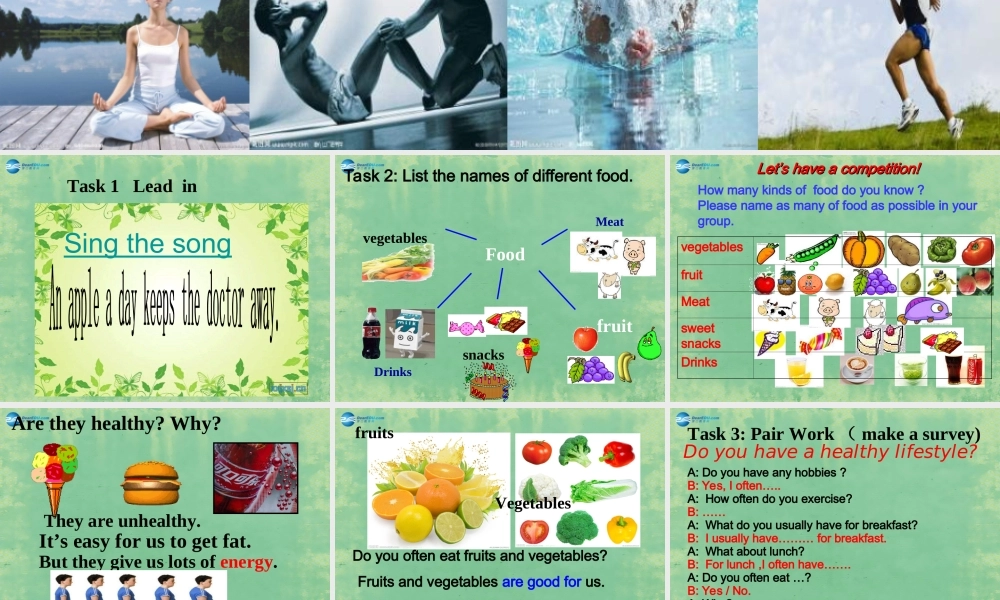 江苏省句容市天王中学七年级英语上册 Unit 6 Food and lifestyle Task课件 .ppt
