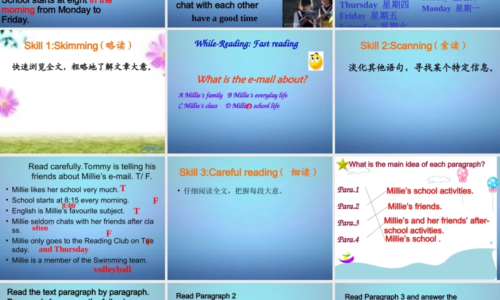 江苏省句容市天王中学七年级英语上册《Unit 4 My Day》Reading课件 .ppt