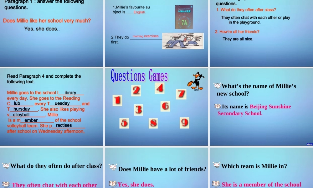 江苏省句容市天王中学七年级英语上册《Unit 4 My Day》Reading课件 .ppt