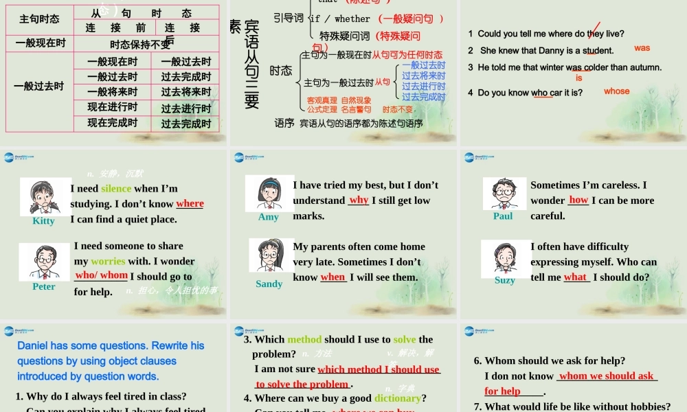 江苏省昆山市锦溪中学九年级英语上册 Unit 3 Teenage Problems Grammar课件 .ppt
