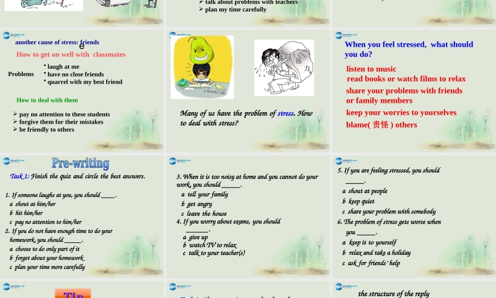 江苏省昆山市锦溪中学九年级英语上册 Unit 3 Teenage Problems Task课件 .ppt