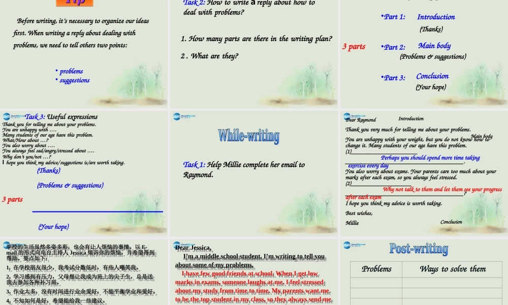 江苏省昆山市锦溪中学九年级英语上册 Unit 3 Teenage Problems Task课件 .ppt