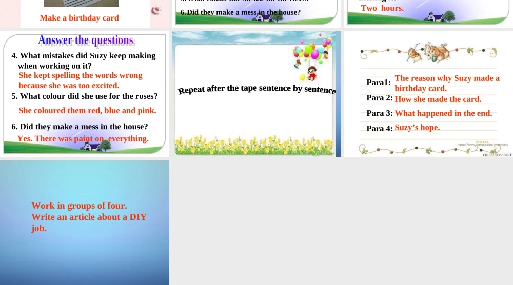 江苏省溧水县孔镇中学八年级英语上册 Unit 4 Do it yourself Task课件1.ppt
