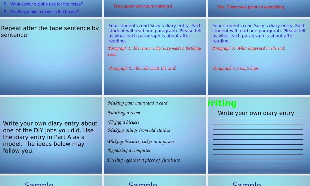 江苏省溧水县孔镇中学八年级英语上册 Unit 4 Do it yourself Task课件2.ppt