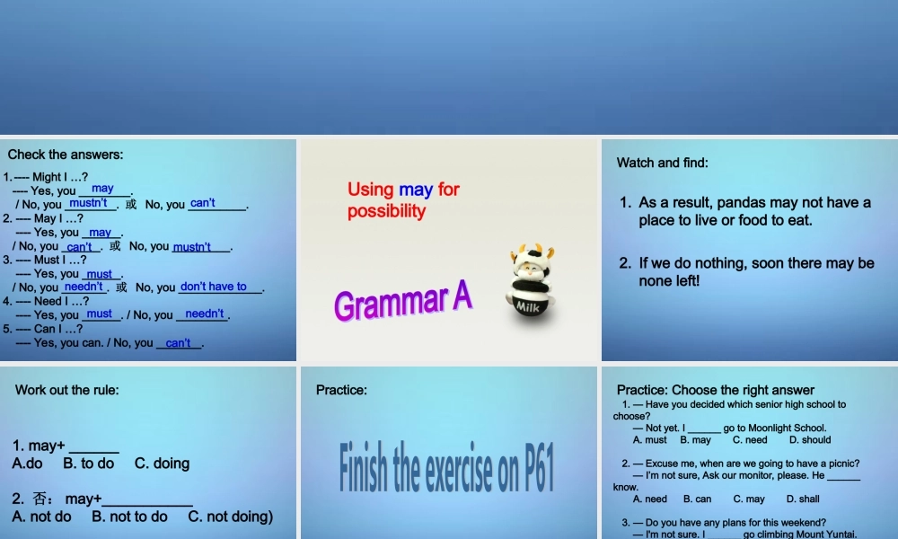 江苏省溧水县孔镇中学八年级英语上册 Unit 5 Wild animals Grammar课件.ppt