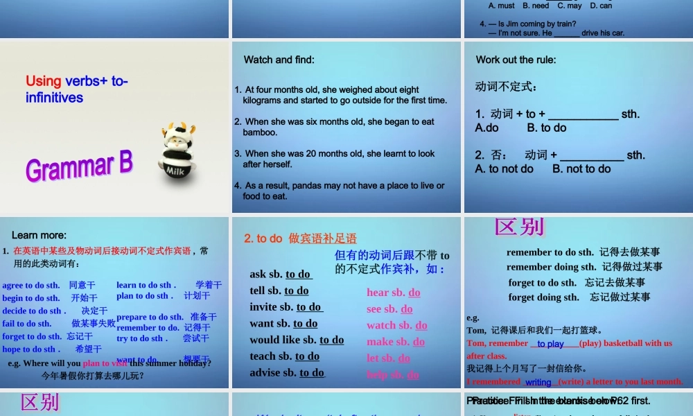 江苏省溧水县孔镇中学八年级英语上册 Unit 5 Wild animals Grammar课件.ppt