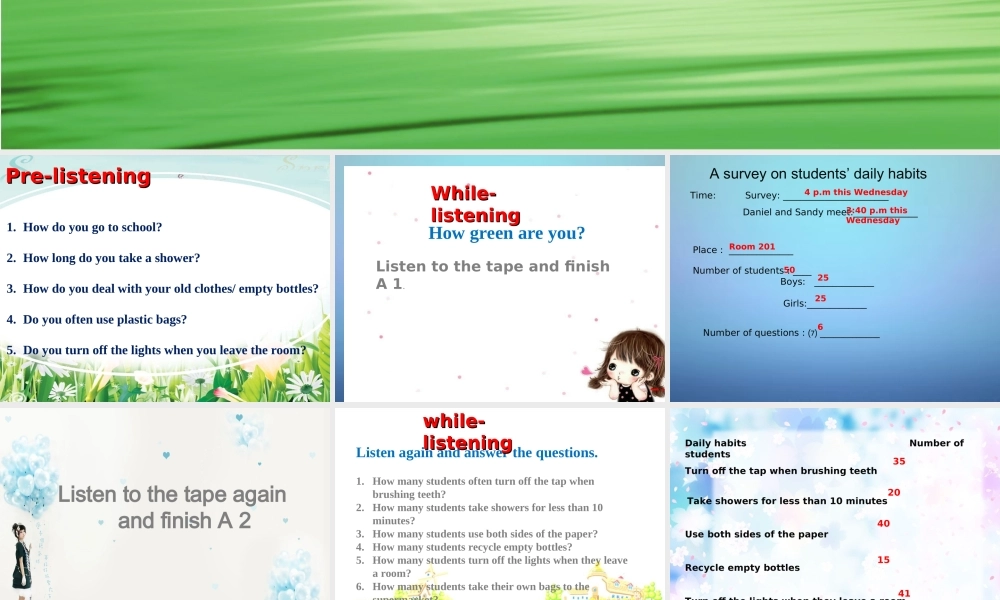 江苏省溧水县孔镇中学八年级英语下册 Unit 8 A green world Integrated skills课件3 .ppt